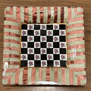 MacKenzie-Childs Checkered Floral Square Plate